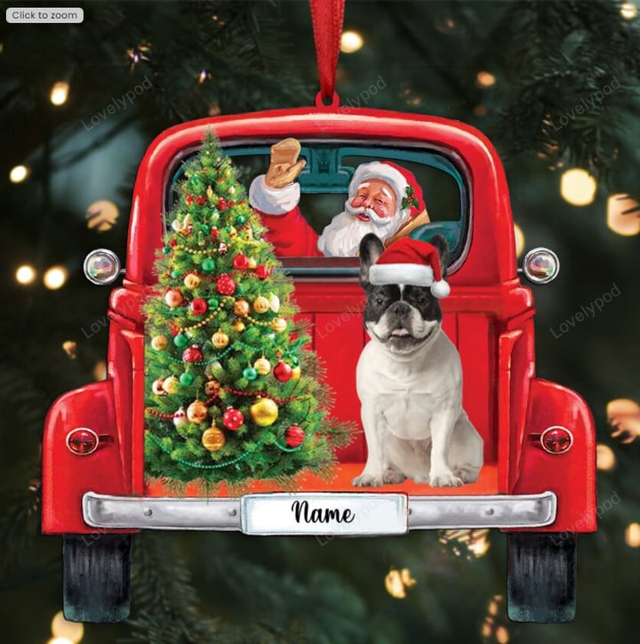 Santa & French bulldog Christmas Personalized Ornament, Dog ornament, Christmas gift for dog lover