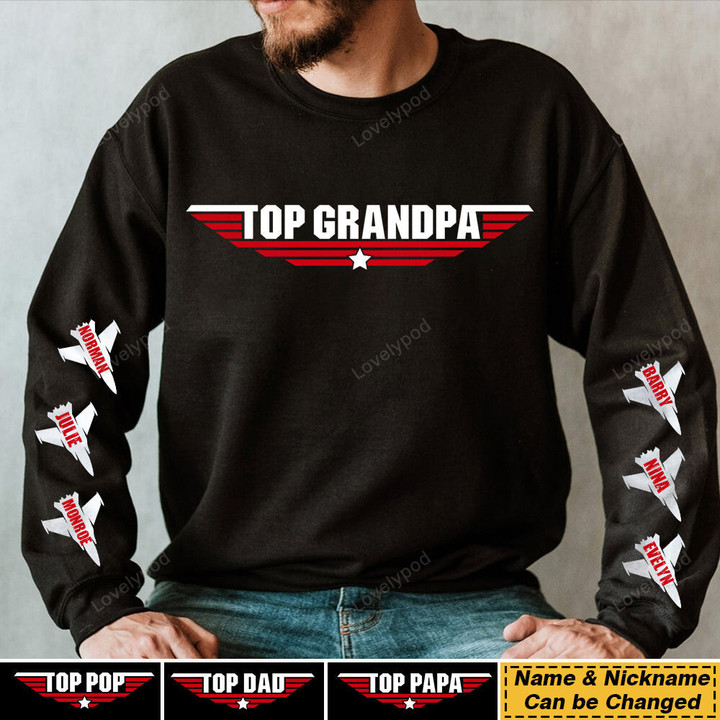 Personalized Top Grandpa Dad Kid Sweatshirt, Top Papa shirt, Gift for Dad, grandpa