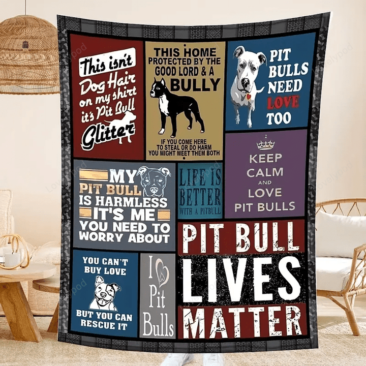 Pitbull Dog Print Flannel Blanket For All Season, Soft Warm Throw Blanket Nap Blanket For Couch Sofa Office