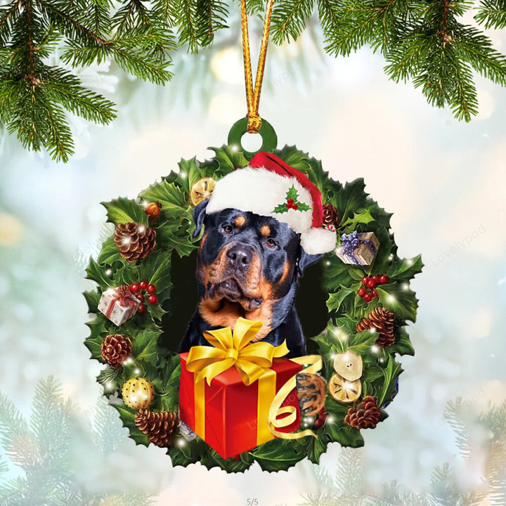 Rottweiler 2 Christmas Gift Hanging Ornament, Rottweiler Dog Christmas ornament, Christmas gift for Dog lover