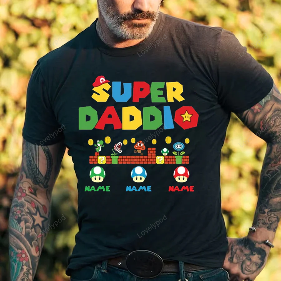 Personalized Super Daddio Game Shirt, Custom Kids Name Dad Shirt, Funn ...