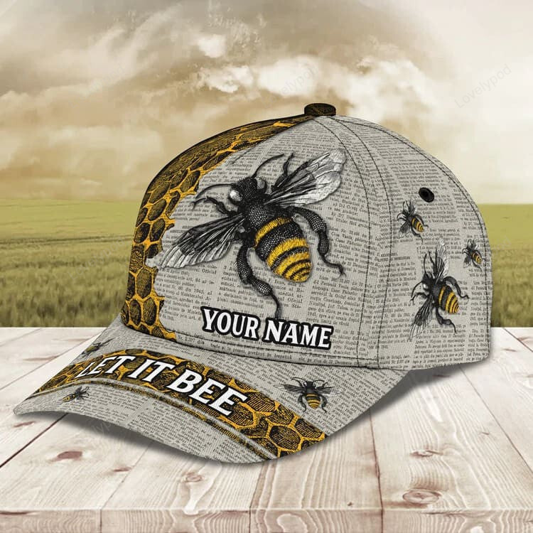 Personalized Bee Cap for Bee Lovers, Let It Bee Vintage Hive Bee 3D Ba ...
