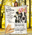 Personalized Farming Blanket To My Daughter Rustic Floral Cow Heifer Blanket For Mothers Day, birthday, christmas gift for daughter
