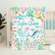 Sea Animals Baby Name Blanket, Personalized Under The Sea Turtle Jelly Fish Narwhal Shark Gender Neutral
