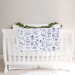 Personalized Outer Space Baby Blanket, White with Blue Print