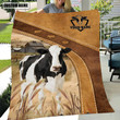Holstein Custom Name fleece Blanket, spherpa blanket Cow blanket 50x60, Gift for Farmer