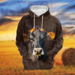 Brown Swiss 3D All Over Printed Hoodie, Cow 3D Hoodie for men and women, Farm shirt, Cow lover gift, Gift for Farmer