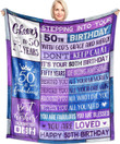 50th Birthday Gifts for Women Blanket, 50th Birthday Decorations Women Men Throw Blanket
