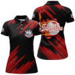 Black Bowling Polo Shirt For Women Custom Flame Bowling Jersey Team Bowling Shirt