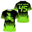 MX Racing 3D shirt, Personalized Motocross Green Dirt Bike Riders Off-road Motorcycle