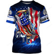 Bass Fishing 3D American Flag patriotic Customize name All over print shirts, fishing gift for men and women