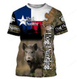 Hog hunting Texas flag camo Custom Name 3D All over print Shirts, Face shield - Personalized hunting gifts