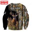 Custom Name Deer Hunting 3D Design All Over Printed hoodie, Hunting life, Gift for hunting lover