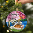 Personalized name Miniature Pinscher Sleeping Angel ceramic ornament, Miniature Pinscher Christmas ornament, Dog ornament