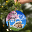 Personalized name Pit Bull Sleeping Angel ceramic ornament, Pit Bull Christmas ornament, Dog ornament