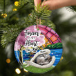 Siberian husky sleeping Angel ceramic ornament, Siberian husky Christmas ornament, Gift for dog lover