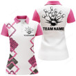 Custom Fire Bowling Shirt for Women, Flame Bowling Jersey with Name League Bowling Ladies Polo Shirt