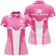 Black & Pink Bowling Polo Shirt For Women, Seamless Pattern Bowling Jersey Custom Bowling Team Shirt