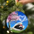 Cockapoo black sleeping Angel ceramic ornament, Dog Christmas ornament, Gift for dog lover