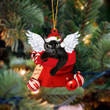 Black cat Angel Gift From Santa Christmas shape acrylic ornament, Cat Christmas ornament