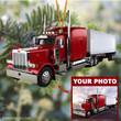 Personalized Photo Ornament Gift For Trucker - Custom Image Truck Ornament
