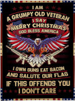 Blanket Personalized Christmas Blanket for Veteran, Fleece Sherpa Blankets