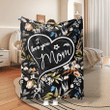 I love you Mom Floral Print Blanket, Flannel Blanket, Soft Warm Throw Blanket Nap Blanket For Couch Sofa, Gift For Mom