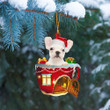 White French Bulldog In Red House cup Merry Christmas Ornament