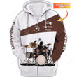 Drums 3D All Over Printed Clothes, Custom Name Drum Shirts, Gift for Women Men, Drummer Zipper Hoodie Tshirt