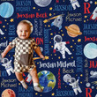 Personalized astronaut Lovely Kid Blanket, Custom name galaxy astronaut baby blanket, Birthday gift, Christmas gift for Baby