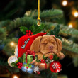 Dogue De Bordeaux Sleeping moon In Hat Two Sided Ornament, Dog custom shaped acrylic ornament