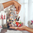 Merry Christmas French Bulldog In Snow Pocket Christmas Acrylic Ornament, Dog lover custom Shape ornament