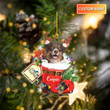 Australian Shepherd In Snow Pocket Christmas Acrylic Ornament, Dog lover custom Shape ornament