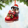 Personalized name Australian Dog In Christmas Boot Acrylic Ornament