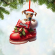 Personalized name Azawakh Dog In Christmas Boot Acrylic Ornament