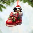 Personalized name Bernese mountain Dog In Christmas Boot Acrylic Ornament