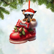 Personalized name Dobermann Pinscher Dog In Christmas Boot Acrylic Ornament