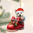 Personalized name West Highland White Terrier Dog In Christmas Boot Acrylic Ornament