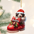 Personalized name Tibetan Terrier Dog In Christmas Boot Acrylic Ornament