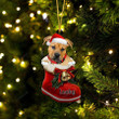 Custom Pitbull Boxer Mix In Santa Boot Christmas Ornament, Personalized Dog Flat Acrylic Ornament