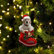 Custom White Golden Retriever In Santa Boot Christmas Ornament, Personalized Dog Flat Acrylic Ornament