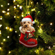 Custom Black Goldendoodle In Santa Boot Christmas Ornament, Personalized Dog Flat Acrylic Ornament