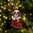 Custom Cavalier King Charles Spaniel In Santa Boot Christmas Ornament, Personalized Dog Flat Acrylic Ornament