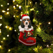 Custom Brown Basset Hound In Santa Boot Christmas Ornament, Personalized Dog Flat Acrylic Ornament