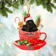 Black American Cocker Spaniel In Cup Merry Christmas Ornament, Customized Dog Flat Acrylic Ornament for Christmas Decor