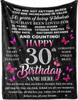 30th Birthday Blanket for Women Her, 30 Year Old Blankets Throw Personalized Mother's Day Anniversary gift