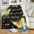 Custom Blanket Personalized To My Sister Gold Butterfly Heart Soft Fleece Throw Blanket With Name For Gifts Sofa Bed (50 X 60 Inches)