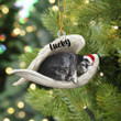 Personalized Memorial Black Schnauzer Sleeping Angel Christmas Flat Acrylic Dog Ornament Memorial Dog Gift
