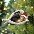 Personalized Memorial Morkie Sleeping Angel Christmas Flat Acrylic Dog Ornament Memorial Dog Gift