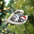 Personalized Memorial Dalmatian Sleeping Angel Christmas Flat Acrylic Dog Ornament Memorial Dog Gift